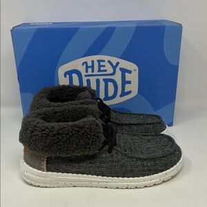 HEYDUDE Women’s Fold Stitch Cozy Moccasin - Charcoal 6